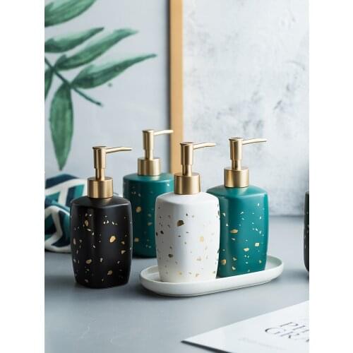 Ceramic Bathroom Lotion Bottle Household Bathroom Shower Gel Hand Soap Facial Cleanser Shampoo Press Type Dispensing Bottle