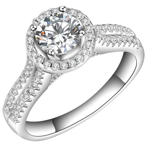 14K White Gold 80 Point Diamond Rings For Women Double Row Ball Four Claw AAA Zircon Diamond Gemstone Ring Fine Jewelry Gifts