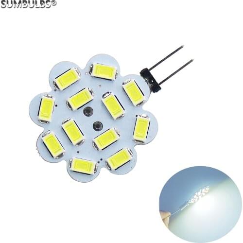 DC 12V G4 Socket Bulb 2.4W 5730 SMD Chip Round Led Bi-Pin Lamp 12 Leds for Camping Spot Lamp Warm Cold White Street Lighting