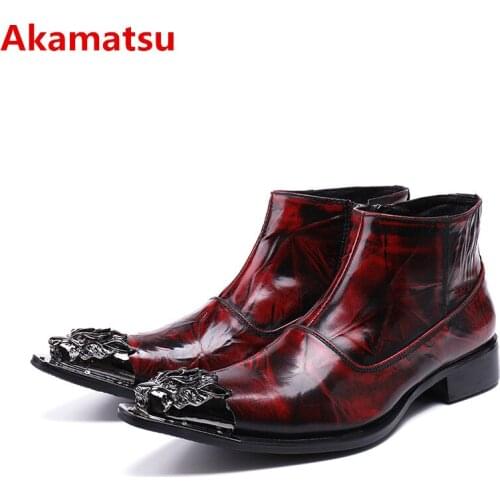 Bota masculina red genuine leather military boots medium hight winter chelsea boots men punk cowboy boots mens big size