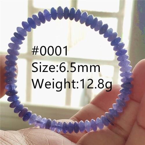 7mm Genuine Natural Blue Tanzanite Tanzania Women Men Gemstone Clear Round Beads Bracelet Stretch Crystal AAAAA