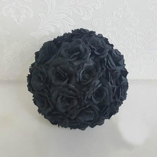 New 8"(20cm) Black Rose Flower Ball Wedding Decorations Silk Kissing Pomander Wedding bouquet Wedding Decoration Ball 8 colors