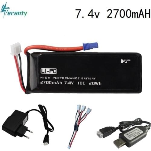 Original for Hubson H501W H501S H501C 7.4V 2700mAh 10C lipo battery and Charger For RC Qaudcopter Drone Parts 2s 7.4 v Battery