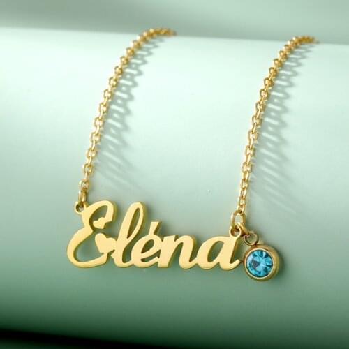 Customized Necklace For Women Gold Stainless Steel Name Chain Necklace Birthstone Personalized Letter Choker Pendant NamePlate