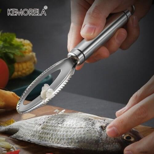 304 Stainless Manually scraping Fish Scales Brush Knife Fast Remove Fish Scales Peeler Scraper Kitchen Accessories Seafood Tools