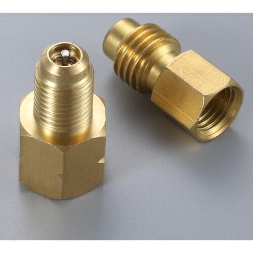 2x R1234yf Hose Adapter Valve Core 1/2" ACME LH Left Hand 1/4" SAE Female FL Brass For Vacuum Pump Can Tap Oil Injector Charging