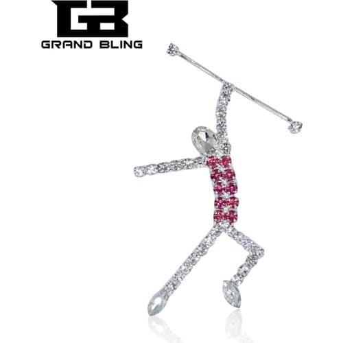 Sport Theme Gift Gymnast Lapel Pin Handmade Crystal Jewelry