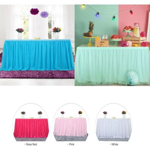 Wedding Tulle Tutu Table Skirt Cover Party Birthday Festive Solid Rectangle Tablecloth for Wedding Party