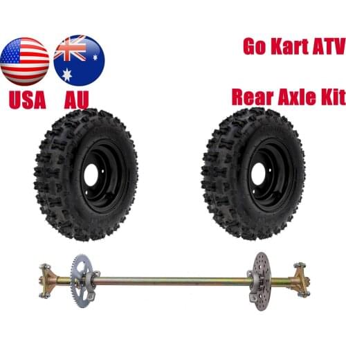 4.10-6 Front & Rear TIRES RIM WHEELS Go Kart Rear Axle Assembly Kit Complete Set For Mini Kids DIY ATV QUAD Buggy Bike