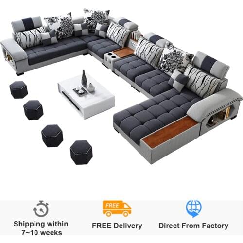Fabric sofa modern minimalist size apartment chaise living room combination Nordic England new LU technology cloth sofa