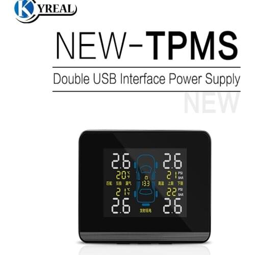 TPMS Newest Double USB Interface Tire Pressure Monitoring 4PCS External/Internal Sensors Car Alarm System For All Car Alarm Car