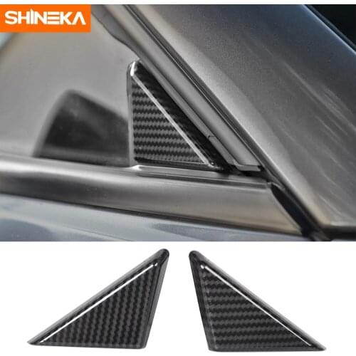 SHINEKA Carbon Fiber Car Front Window Triangle Glass Decorative Cover Sticker Accessories For Dodge Challenger 2009+ Car Styling