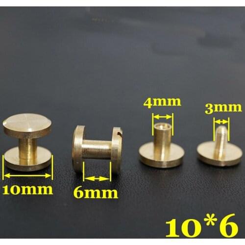 50pc Q1-10x6 Solid Brass belt screw Chicago Screw Leathercraft