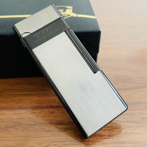 Zorro ZC10 Butane Gas Inflatable Lighter Ultra-thin 6mm Brass Color Separation Flint Grinding Wheel Smoking Gift Box