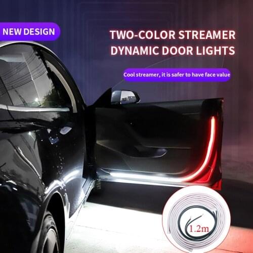 1.2M Car LED Door Warning Light Flexible Strip Decoration Welcome Lamp Waterproof Parking Signal Lamp Anti Collision Security