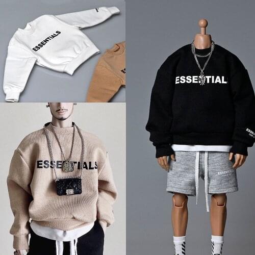 1/6 Round Neck Sweater & Sports shorts hip-hop style White/Black/Brown Without Hood Trendy Clothes Loose Clothing Accessories