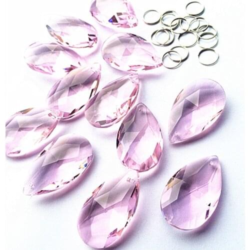 Top Quality 10pcs 38mm Pink (Free Rings) Crystal Chandelier Pendant/ Crystal Curtain Pendants/ Crystal Chandelier Parts