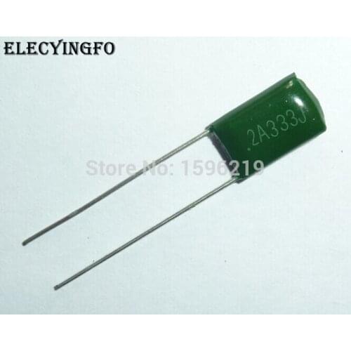 100pcs Mylar Film Capacitor 100V 2A333J 0.033uF 33nF 2A333 5% Polyester Film capacitor