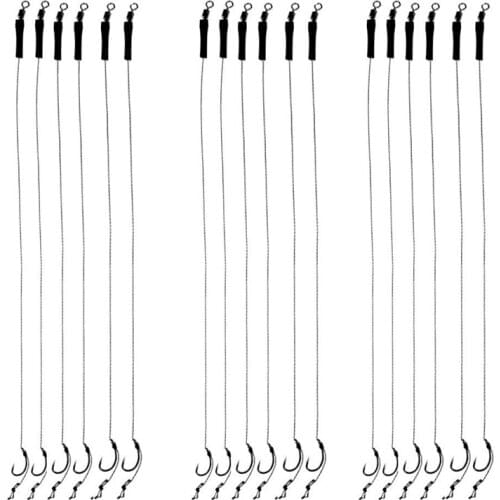 18Pcs 12lb Fishing Hair Rigs Assorted Hand Tied Carp Fishing Barbless Hooks