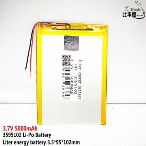 2pcs Liter energy battery Good Qulity 3.7V,5000mAH 3595102 Polymer lithium ion / Li-ion battery for tablet pc BANK,GPS,mp3,mp4