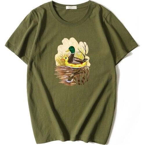 2021 new Short Sleeve Mens t-shirt summer high quality Breathable 100% cotton Duck swim ring print men women t shirt tops tees