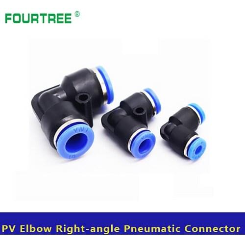 5Pcs PV L-shaped Elbow Right-angle Pneumatic Connector Hose Pneumatic Quick Fitting Pipe Connector Pneumatic Components 4-16mm