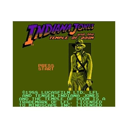 Indiana Jones and the Temple of Doom Region Free 60 Pin 8Bit Game Card For Subor Game Players