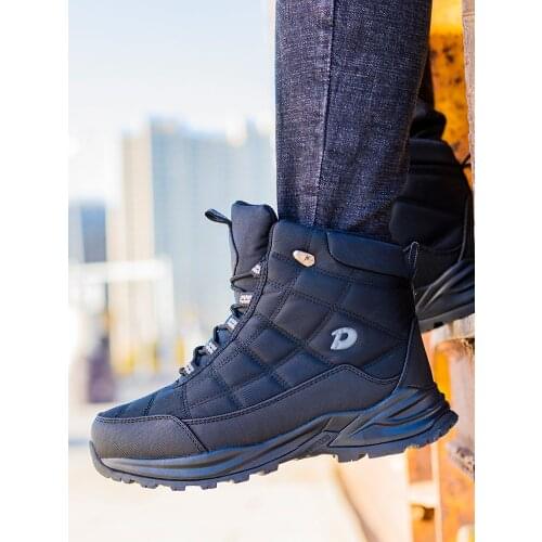 Snow Boots Men Winter Warm Plush Thickening Antiskid Waterproof Short Cotton Boots Pure Black Size40-45