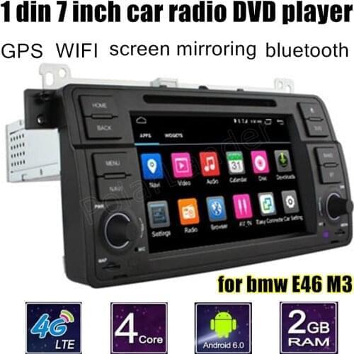 For BMW E46 M3 1 DIN 7'' inch Android 6.0 Car DVD radio Player Stereo 4G video support rear camera touch screen