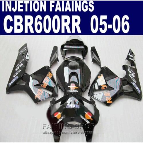 For Honda Injection molding ,CBR600RR Fairings 2005 2006 (black repsol) cbr 600rr 05 06 Fairing kitSF58