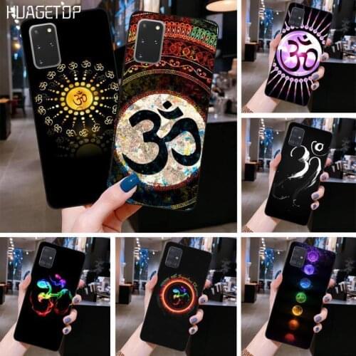 HUAGETOP Aum Om Yoga Silicone Black Phone Case for Samsung S20 plus Ultra S6 S7 edge S8 S9 plus S10 5G lite 2020