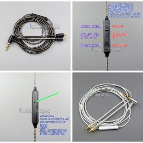 LN006034 Shielding Mic Remote Pure Silver Plated Earphone Cable For Audio-Tech ATH-LS50 E40 50 HDC313A CKR90 CKS1100 A2DC