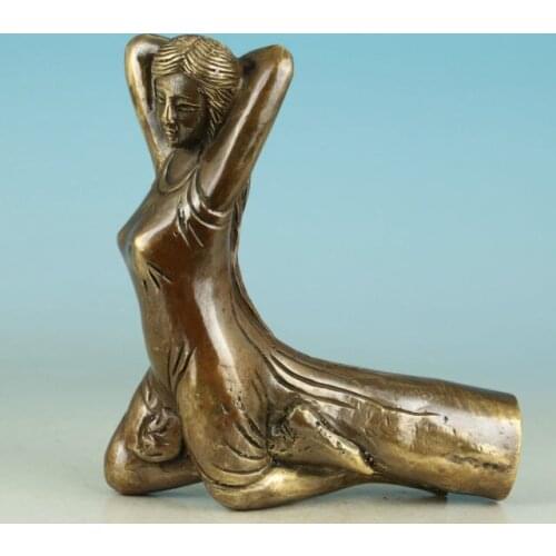 Chinese Old Chinese Old Bronze Handmade Carved belle Collect Statue Walking decoration bronze factory outlets