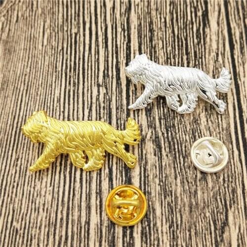 LPHZQH Hot Wholesale Cute Cartoon Briard Dog Broches Butterfly Clasp Collar Pin Jewelery Clothing Accessories Mens Gift