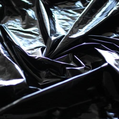 Lychee Life 100x150cm 20D Ultra-thin Nylon Bright Black Sewing Fabric Bright PU Waterproof Black Cloth Fabric Home Textiles