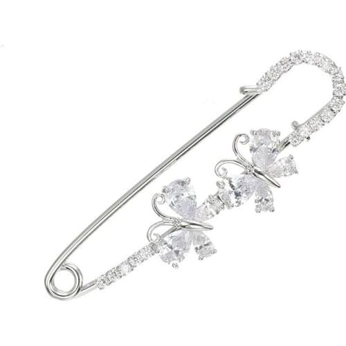 Copper Micro Inlaid Zircon Butterfly CZ Brooch Hijab Pin All-match Hot Clothing Delicate New Jewelry Accessories Trendy Gifts