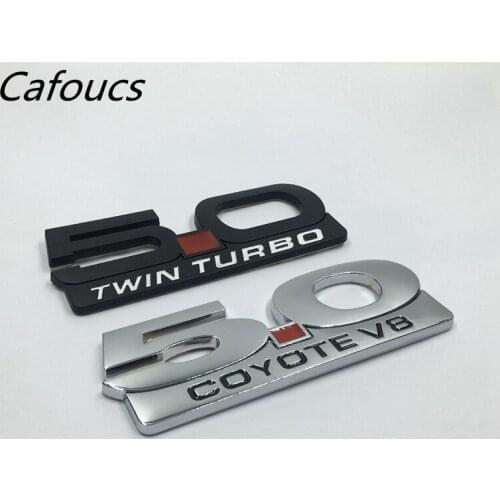 Metal 5.0 Coyote V8 Twin Turbo Trunk Fender Side Badge Emblem Letter Sticker For Ford Mustang GT