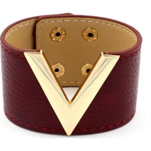 OL Design V PU Leather Bracelet for Trendy Women Fashion Jewelry