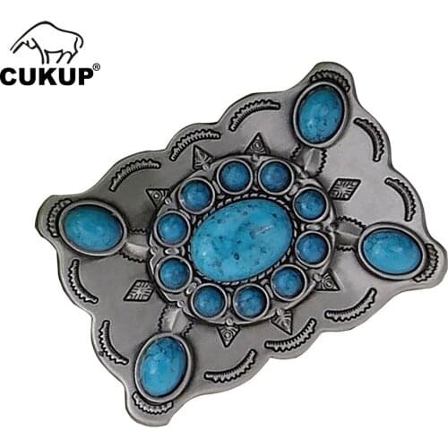 CUKUP 3.7-3.9cm Wide Belt Paties Buckles Stone Decorative Design Geometric Pattern Silver Plate Buckle Metal for Men BCKCK045