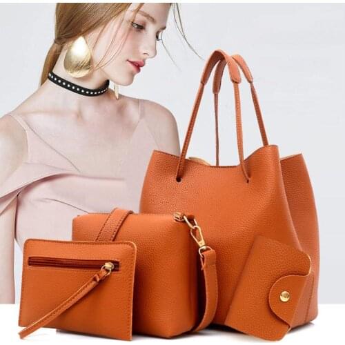 Women Four Set Handbag Shoulder Bags Four Pieces Tote Bag Crossbody Wallet Bags High Quality Casual Female Bags Tote