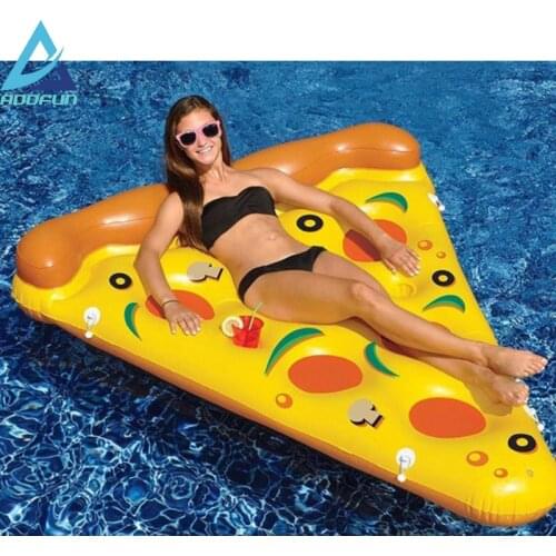 AddFun Pizza Inflatable Bed Foldable Floating Row PVC Swimming Pool Water Bed Beach Water Sport Lounger Chair Air Bed Recreation