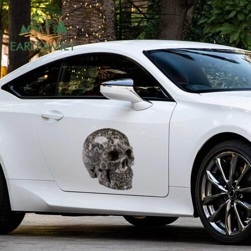 EARLFAMILY 43cm x 37.7cm for Tatoo Skull Fine Scratch-proof Decal Waterproof Car Door Bumper Vinyl Car Stickers Decoration