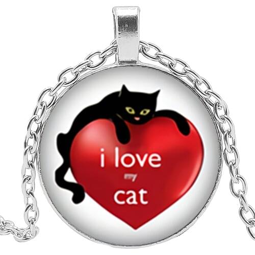2019 New Cartoon Anime Cute Cat Paws Glass Convex Round Pendant Necklace for Childrens Gift Jewelry Necklace