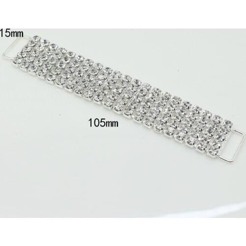 NEW 6pc 5Rows 105MM Full Rhinestone Bikini Connectors/Buckle Metal Crystal swimsuit Diamond chain Bikini buckle