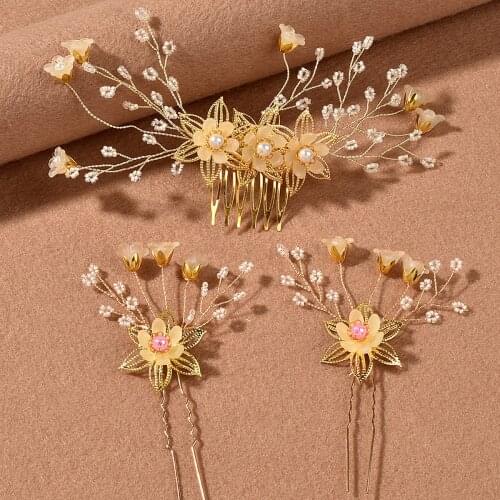 Crystal Pearl Headband Bridal Wedding Flower Sweet Hairbands Hair Band Tiara Headpiece Hair Jewelry Girls Hair Accessories