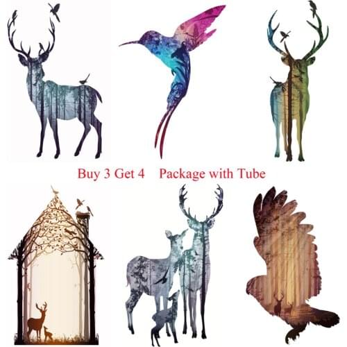 Deer Family Posters Wall Sticker High Definition White Coated Paper Wall Decoration Livingroom Bedroom Home Art Brand