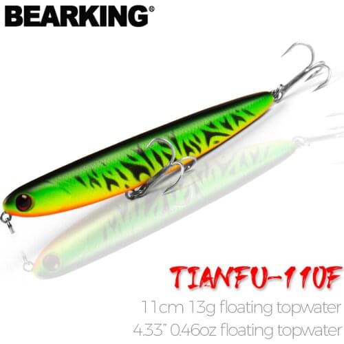 Bearking professional fishing lures,110mm 13g top water pencilbait,walkdog action ,6colors for choose,fishing tackle hard bait