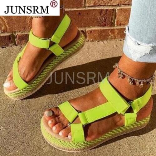Summer Women Platform Open Toe Sandals Thick Bottom Flat Plus Size Sandals Ladies Casual Rainbow Color Shoes Sandalias Mujer