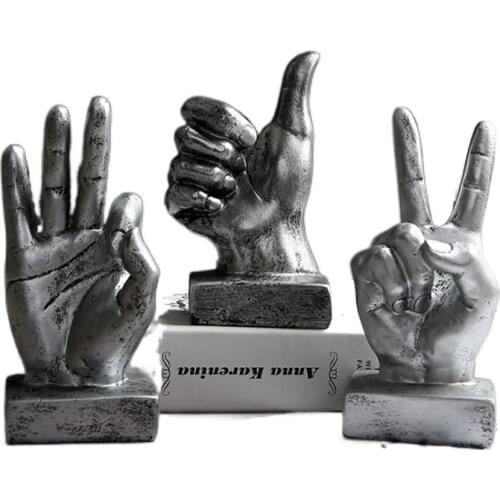 Resin Hand Finger Gesture Desk Statues s Sculpture Creative Home Living Room Cabinet Signs Marks Shelf Decoration