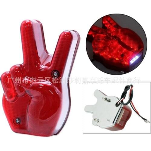 LED Motorcycle Rear Light ABS Plastic Brake Light Headlight Rear Finger Shape for Harley Cruise Prince Retro Motorcycle Refit